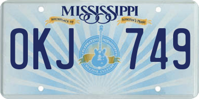 MS license plate OKJ749