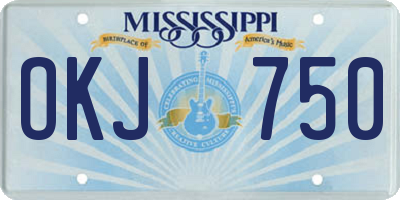 MS license plate OKJ750