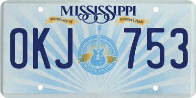 MS license plate OKJ753