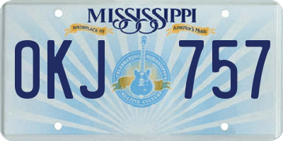 MS license plate OKJ757