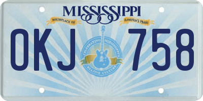 MS license plate OKJ758