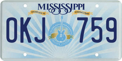 MS license plate OKJ759