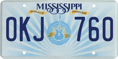MS license plate OKJ760