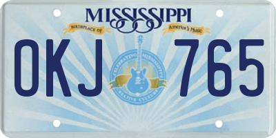 MS license plate OKJ765