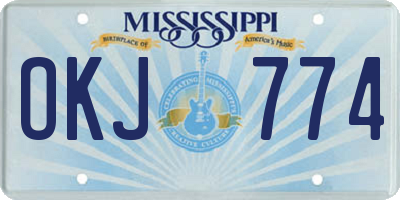 MS license plate OKJ774
