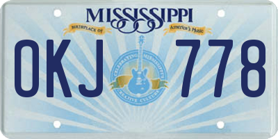 MS license plate OKJ778