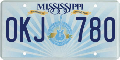 MS license plate OKJ780