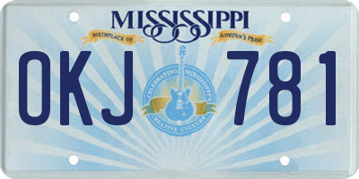 MS license plate OKJ781