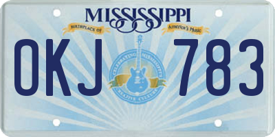 MS license plate OKJ783