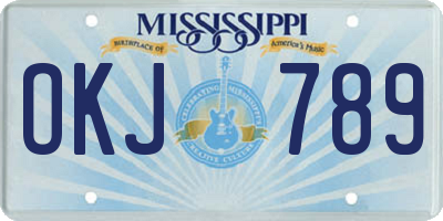 MS license plate OKJ789