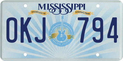 MS license plate OKJ794
