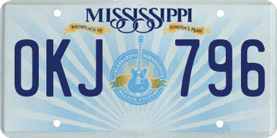 MS license plate OKJ796