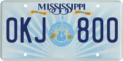 MS license plate OKJ800