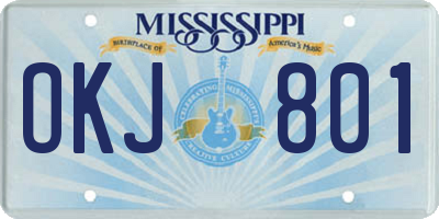 MS license plate OKJ801