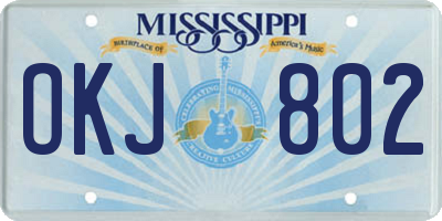 MS license plate OKJ802
