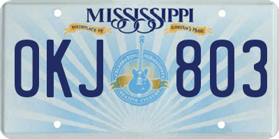 MS license plate OKJ803