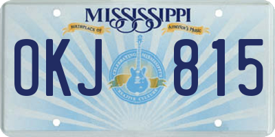 MS license plate OKJ815