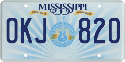 MS license plate OKJ820
