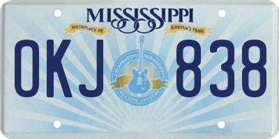MS license plate OKJ838