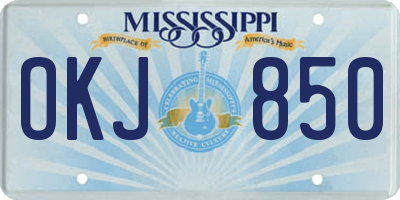 MS license plate OKJ850