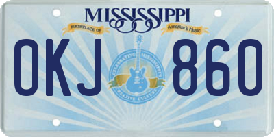 MS license plate OKJ860