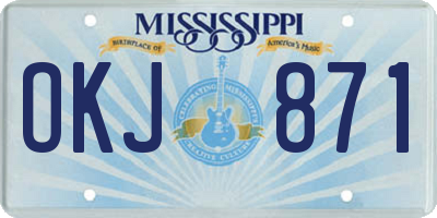 MS license plate OKJ871