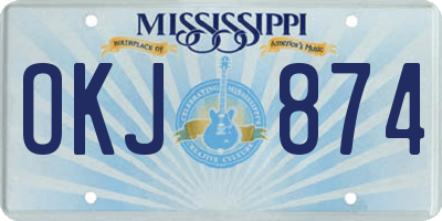 MS license plate OKJ874