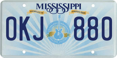 MS license plate OKJ880