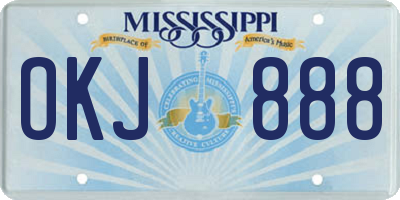 MS license plate OKJ888