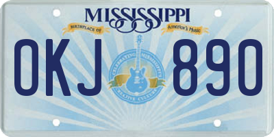 MS license plate OKJ890