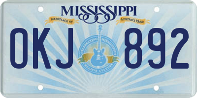 MS license plate OKJ892