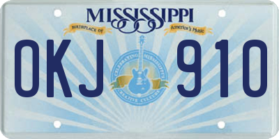 MS license plate OKJ910