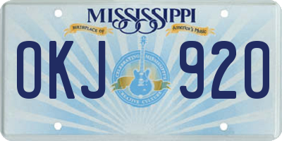 MS license plate OKJ920