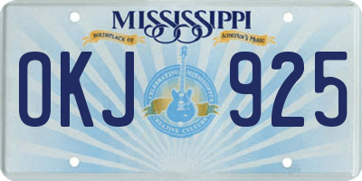 MS license plate OKJ925