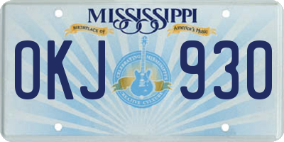 MS license plate OKJ930