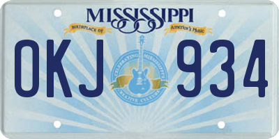 MS license plate OKJ934