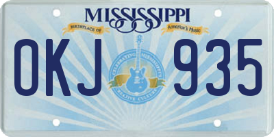 MS license plate OKJ935