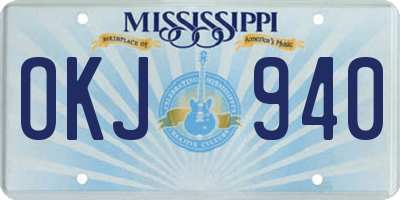 MS license plate OKJ940