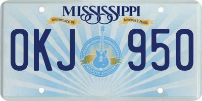 MS license plate OKJ950