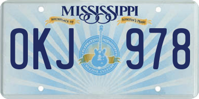 MS license plate OKJ978