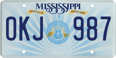 MS license plate OKJ987