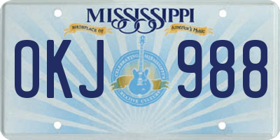 MS license plate OKJ988