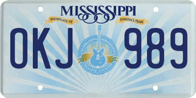 MS license plate OKJ989
