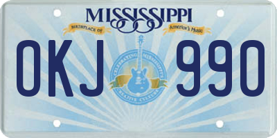 MS license plate OKJ990