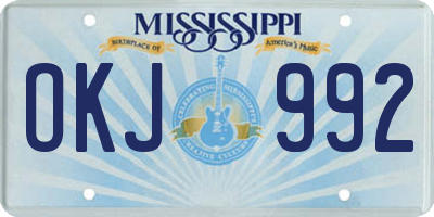 MS license plate OKJ992