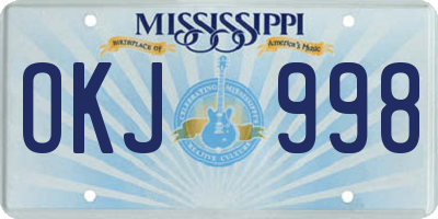 MS license plate OKJ998