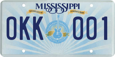 MS license plate OKK001