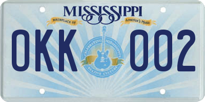 MS license plate OKK002