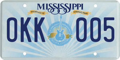 MS license plate OKK005