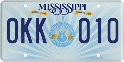 MS license plate OKK010